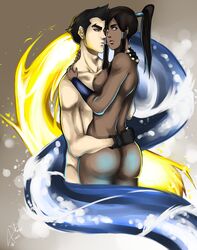 1boy 1girls avatar_legends breasts dark-skinned_female dark_mystic_goddess dark_skin female fire human interracial korra mako male medium_breasts smooth_skin straight the_avatar the_legend_of_korra water water_tribe