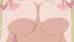 animated animated_gif bouncing_breasts breasts esumi_mei large_breasts namaiki_~kissuisou_e_youkoso!~ nipples pink_hair pink_pineapple screenshot