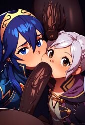 2boys 2girls ai_generated big_penis black_cock black_male black_men black_penis blowjob blue_eyes blue_hair breasts brown_eyes cloak collaborative_fellatio crest dark-skinned_male dark_skin daughter erection fellatio female ffmm_foursome fire_emblem fire_emblem_awakening foursome group_sex hetero huge_cock imminent_sex incest interracial interracial_sex light-skinned_female light_skin looking_at_viewer lucina_(fire_emblem) male male/female mother mother_and_daughter multicolored_cloak multiple_boys multiple_girls novelai oral oral_sex oyakodon penis pickney robin_(fire_emblem) robin_(fire_emblem)_(female) straight teamwork tiara twintails veiny_penis very_dark_skin white_girl white_hair