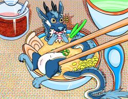 2024 absurd_res andromorph blue_body blue_fur blush blush_lines bowl chewing chopsticks claws container cuntboy curling_toes detailed_background digital_media_(artwork) dragon eastern_dragon eating eating_food feet feral flustered food food_in_mouth front_view full-length_portrait fur furniture genitals grabbing_object hair hi_res high-angle_view horn intersex long_tail looking_at_viewer lying male mane mane_hair mythological_creature mythological_scalie mythology noodles nude object_in_mouth on_back partially_submerged portrait prismfloof pussy ramen realistic scalie shaded shadow slit_(disambiguation) slomnir solo surprise surprised_expression table tail tail_tuft toe_claws tuft water whiskers white_body white_fur wide_eyed yellow_body yellow_fur