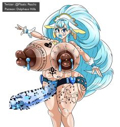 aged_up big_areola big_ass big_breasts big_lips big_nipples bimbo blue_hair body_writing censored cure_ange dalpheushills dark_nipples huge_ass huge_breasts hugtto!_precure nipple_piercing piercing precure pretty_cure qos queen_of_spades sperm_tattoo strap-on tattoo yakushiji_saaya