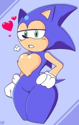 bedroom_eyes big_breasts breasts breath eyes_half_open femboy feminine_body feminine_male feminine_pose floofy_sonic_(nocklepie) fluffy fur green_eyes hand_on_hip heart hearts_around_head hedgehog hedgehog_humanoid looking_at_viewer male_breasts nocklepie sonic_(series) sonic_the_hedgehog sonic_the_hedgehog_(series) thick_thighs thighs_together wide_hips