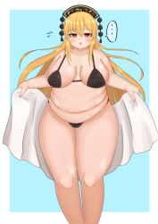 bbw belly_overhang big_belly big_female blush breasts_apart chubby chubby_female embarrassed fat fat_female fat_fetish fat_girl fat_rolls fat_woman fatty junko_(touhou) large_female obese obese_female overweight overweight_female plump solo swimsuit thick_thighs touhou tubby weight_gain