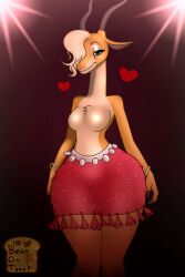 anthro beanontoast dress gazelle gazelle_(zootopia) no_nipples tagme thick_thighs topless zootopia