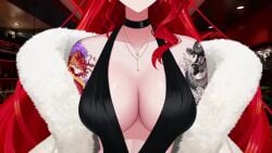 animated big_breasts black_dress breasts dress elly_(vtuber) huge_breasts necklace no_sound red_hair tagme tattoo tattoos video virtual_youtuber