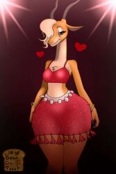 anthro beanontoast clothed dress gazelle_(zootopia) thick_thighs zootopia