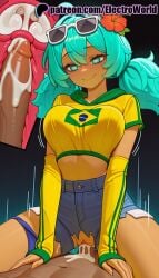 1boy 1girls 2025 ai_generated aqua_hair artist_name brazilian_miku breasts breasts breasts bust cervix chest cock cross_section cum cum_in_pussy dark_skin deep_penetration dick ejaculation electroworld eyewear_on_head female fingerless_gloves flower fucking gloves goggles goggles_on_head hair_flower hair_ornament hatsune_miku hi_res high_quality high_resolution highres intercourse internal_cumshot long_hair love_making patreon patreon_username penetration penis sex sexual_intercourse smile solo_focus stable_diffusion straddling straight sunglasses symbol-shaped_pupils uterus vaginal_penetration vocaloid watermark yellow_shirt