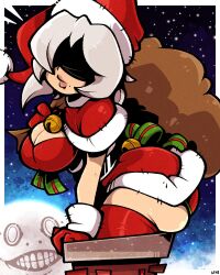 1girls ass blindfold chimmey cleavage curvy curvy_figure legendofnerd nier:_automata plump santa_costume santa_hat solo_focus yorha_2b