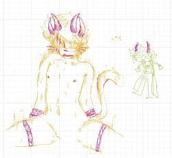 ambiguous_gender cat_tail gay homestuck homestuck_oc horns no_visible_genitalia oc original_character rope rope_bondage squirming tied_up whiskers