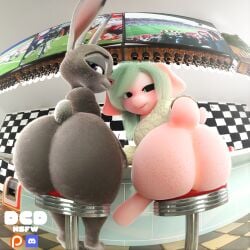 3d_(artwork) anthro ass bald blender_(software) dcd digital_media_(artwork) disney duo earth_pony equid equine featureless_(disambiguation) female female/female feral floppy friendship_is_magic hair hasbro horse humanoid judy_hopps lagomorph leoprid leporid mammal my_little_pony pony rabbit smile suggestive zootopia