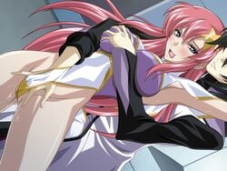 breast_grab breasts cg gilbert_durandal gundam gundam_seed gundam_seed_destiny large_breasts lost_rarities meer_campbell takapiko