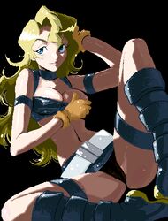 artist_request blonde_hair blue_eyes breasts curly_hair female gloves kiyoh_bachika long_hair lowres nipples oekaki pixel_art spread_legs tengen_toppa_gurren_lagann thigh_strap
