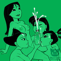 1futa 3girls 4girls asian asian_futanari breasts chinese cum disney disney_princess earrings ejaculation fa_mulan facial female futa_on_female futanari human intersex long_hair mei_(mulan) monochrome mulan multiple_females multiple_girls ninjakitty nipples nude penis su_(mulan) ting-ting_(mulan) wince