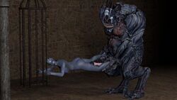 3d 3d_(artwork) alien artist_request asari ass blue_skin cage female hetero liara_t'soni mass_effect rape size_difference straight yahg