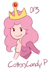 adventure_time breasts character_name cotton_candy_princess crown nomdepenn one_breast_out pink_hair pink_nipples pink_skin simple_background white_background