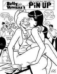 2012 2girls 3boys apron archie_andrews archie_comics areola areola_slip ass betty_and_veronica betty_cooper bikini black_hair blonde_hair blush breast_slip breasts erect_nipples female human jughead_jones keltic kiss_the_cook kissing lipstick_mark monochrome multiple_girls nipple_slip nipples pale_skin reggie_mantle veronica_lodge voluptuous yuri