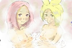 anthea_(pokemon) breasts color concordia_(pokemon) female female_only helena_(pokémon) human human_only multiple_females multiple_girls nipples nude pokemon tagme team_plasma verbena_(pokemon) water