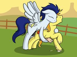 braeburn braeburn_(mlp) earth_pony equine fearingfun friendship_is_magic fur male male_only multiple_males my_little_pony pony soarin_(mlp) yaoi