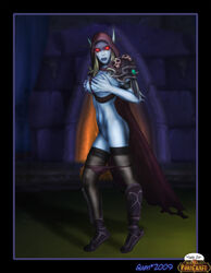 2009 blizzard_entertainment bluegirl91 breast_hold breasts dark_ranger eastern_kingdoms female hidden_breasts horde nipples pants_down sylvanas_windrunner tagme undead undead_(warcraft) undercity warcraft world_of_warcraft