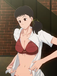 blush bra brown_eyes brown_hair pointy_chin ritsuko_mukae sakamichi_no_apollon tagme