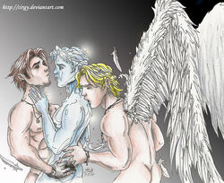 2004 3boys angel_(x-men) bobby_drake cirgy gambit gay iceman male male_only marvel multiple_boys uncensored warren_worthington x-men yaoi