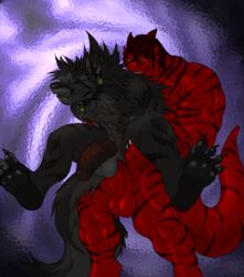 2011 anal anal_sex balls canine dragon erection furry gay interspecies male no_humans penetration penis sex utx-shapeshifter wolf