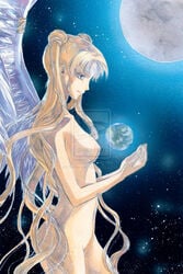 1girls angel_wings artistic_nude bishoujo_senshi_sailor_moon breasts earth female female_only nude nude_female princess_serenity ryoko-san small_breasts solo tagme usagi_tsukino wings