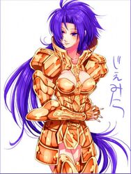 1girls armor breasts female gemini_saga gold_saints human long_hair rule_63 saint_seiya shounen_jump solo