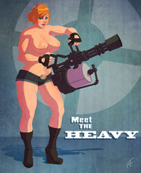 1girls 2d af breasts female female_only femheavy heavy_weapons_guy human human_female human_only light-skinned_male light_skin nipples rule_63 solo_female tagme team_fortress_2