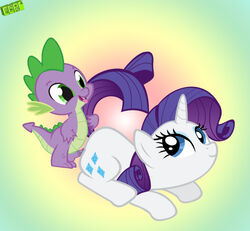 calypso_(artist) dragon equine friendship_is_magic my_little_pony rarity_(mlp) smooth_skin spike_(mlp) unicorn