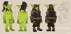 1boy 3_toes ass big_features body_hair circumcised clothed doxolove goblin goblin_male green_skin hairy_chest long_hair male male_only model_sheet nude pubic_hair red_eyes scars solo world_of_warcraft