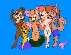 anthro anthrofied chip_'n_dale_rescue_rangers chip_n_dale_park_life clarice_(chip_n_dale) disney elmatto foxglove gadget_hackwrench katakana-21 nipples opus0987 pussy queenie tammy_squirrel two_chips_and_a_miss