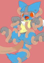 blush color feral front_view fur lucario male nude penis pokemon pokemon_(species) red_eyes tagme tentacle testicles whitelily