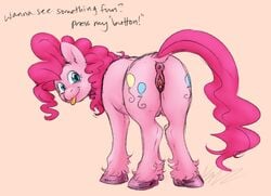 back_view cartoonlion cutie_mark earth_pony equine female female_only feral friendship_is_magic fur looking_back mammal my_little_pony nude pinkie_pie_(mlp) pony pussy solo tagme