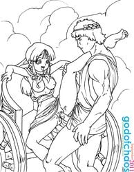 2girls chichi crossover dragon_ball female god_of_war godofchaos greek_mythology helios human male straight