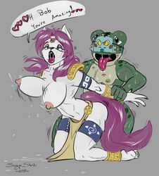 amphibian anthro breasts bucky_o'hare_(series) duo felid female jenny_(bucky_o'hare) male male/female mammal nintendo nude penetration savageshark sex slippy_toad speech_bubble star_fox video_games