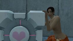 1girls 3d chell companion_cube female female_only garry's_mod human human_female human_only portal_(series) solo tagme