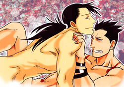 artist_request black_hair bracelet convenient_censoring fullmetal_alchemist gay greed lin_yao ling_yao male male_only missionary_position nude ponytail selfcest tagme yaoi