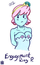 adventure_time blue_skin breasts engagement_ring_princess nipples nomdepenn pink_hair pink_nipples simple_background white_background