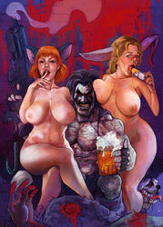 2girls beer dc dc_comics jpatricka lobo_(dc) multiple_girls tagme ugly what