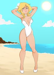 beach bikini blonde_hair clothed cool_world female female_only holli_would rodjim solo swimsuit toes