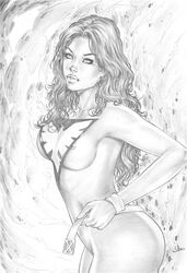 1girls belt breasts fabio female female_only human human_only jean_grey light-skinned_female light_skin long_hair marvel monochrome phoenix_(x-men) side_view solo standing tagme x-men