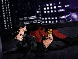 2boys anal anal_sex artist_request ass batcest batman_(series) dc dc_comics dick_grayson dicktim gay human human_only male male/male male_only multiple_boys multiple_males nightwing penis puberty pubes pubic_hair red_robin sex tim_drake uncensored yaoi