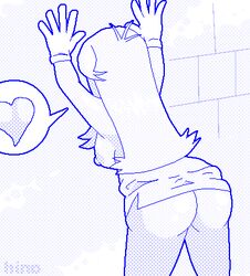 ass back_view breasts clothes female female_only gloves green_(pokemon) hinoarashi human human_only monochrome nipples pokemon pokemon_adventures pokemon_rgby solo tagme