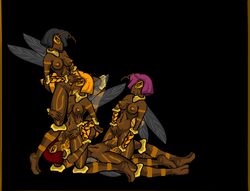 4girls cunnilingus dusty's_castle facesitting game_cg gorepete grinding honey_cum humping_leg insect insect_girl kneeling newgrounds on_back standing wasp yuri