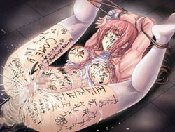 after_sex artist_request body_writing bondage bottomless breasts broken_rape_victim censored cum extravaganza long_hair nipples rape shreds_of_clothes source_request tally tally_marks tears torn_clothes translation_request ueda_metawo