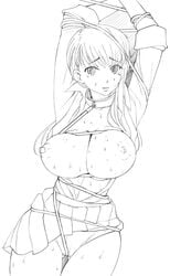 copyright_request long_hair miito_shido monochrome nipples no_bra panties skirt sweat underwear unio5b