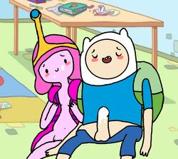 adventure_time after_sex backpack blush cum cum_on_face cum_on_penis finn_the_human partially_clothed penis princess_bubblegum princess_bubblegum_young small_breasts smile sock_(artist) tagme vagina young