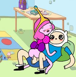 adventure_time ass backpack blush cowgirl_position finn_the_human princess_bubblegum princess_bubblegum_young sex sock_(artist) straight tagme tiara young