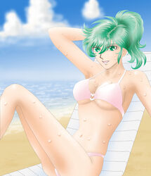 1girls andromeda_shun bikini breasts bronze_saints female female_shun green_hair human long_hair rule_63 saint_seiya shounen_jump